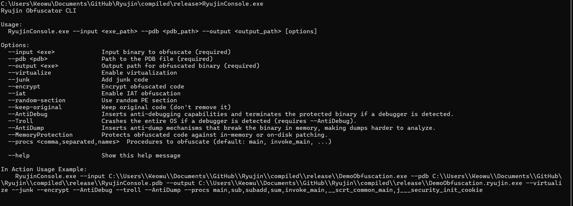 Ryūjin Protector Demo Console